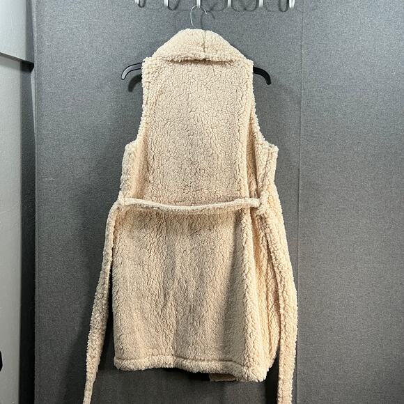 BumbleBella by Jill Martin Sherpa Shawl Collar Long Vest Charming Ivory, X-Small - Picture 2 of 7